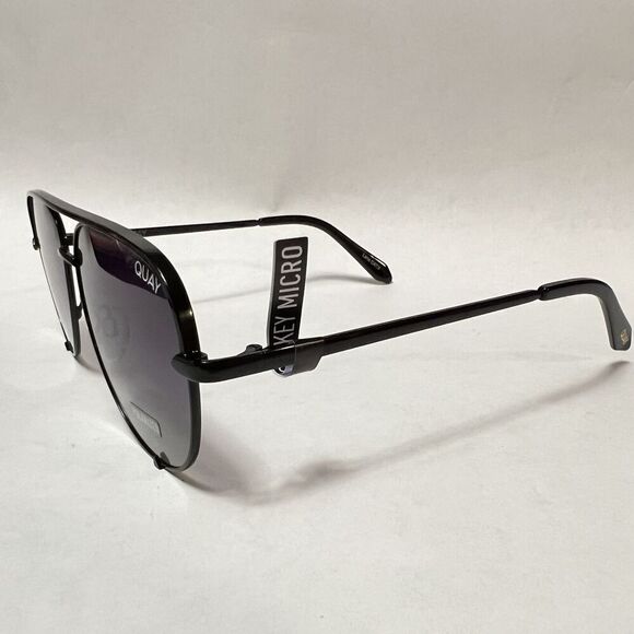 Quay High Key Medium (Micro) Polarized Sunglasses Black Fade Aviators - Picture 6 of 8